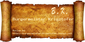 Burgermeister Krisztofer névjegykártya